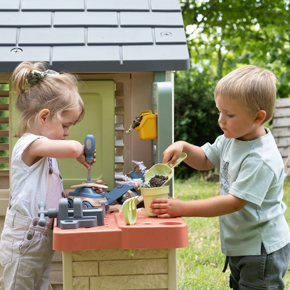 Smoby Life Nature Playhouse Workshop – Kids Outdoor Garden Playhouse with Tool Accessories