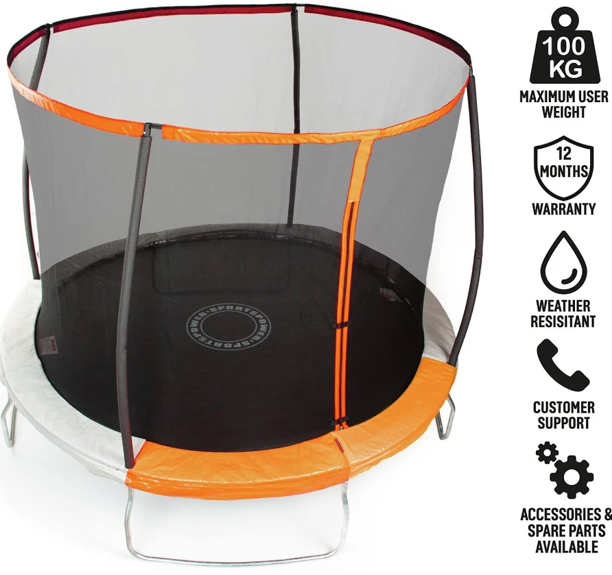 Sportspower Sport-Pro 10ft Folding Trampoline with Safety Enclosure – Outdoor Garden Trampoline